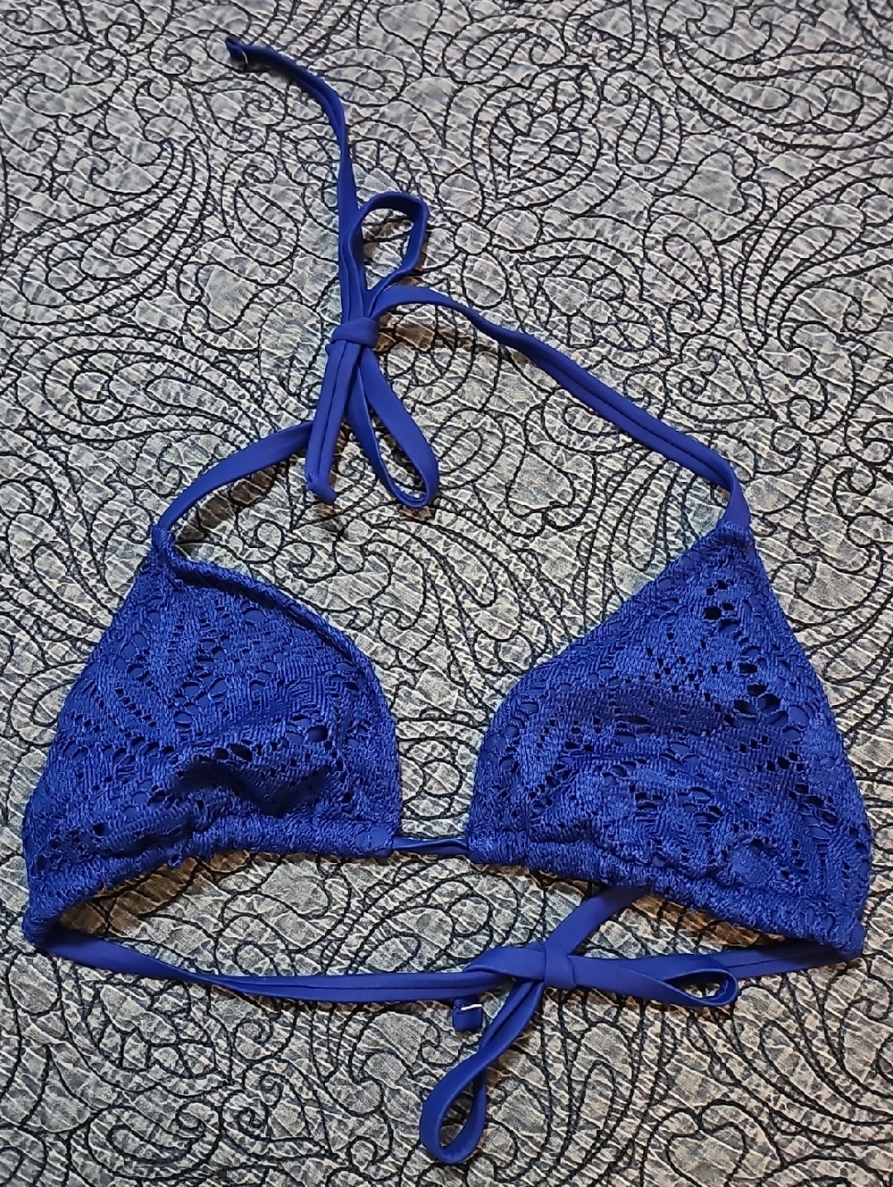 Aerie triangl swimwear Royal Blue Crochet Triangle Bikini Top